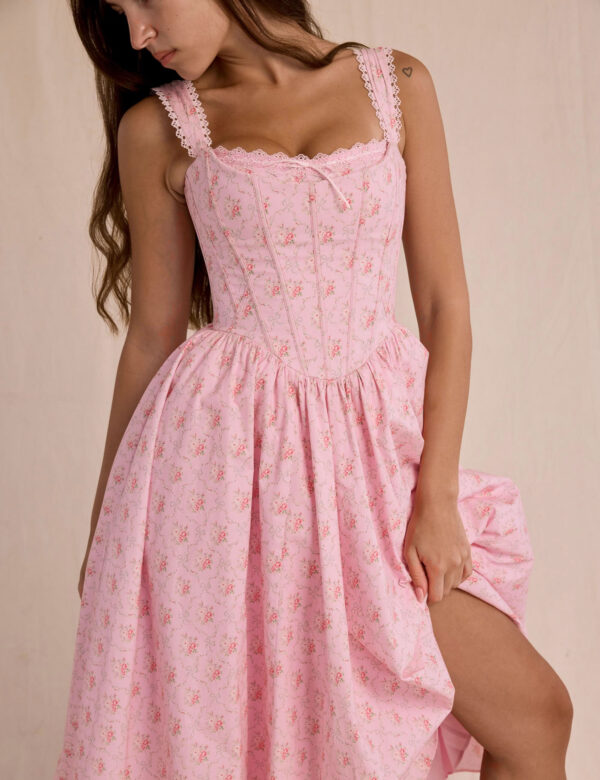 Stretch Cotton Rose Midi