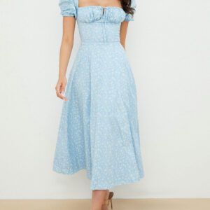 Puff Sleeve Slit Maxi.