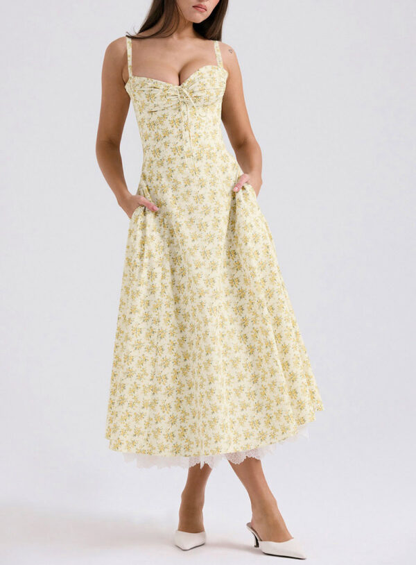 Slim Fit Print Halter Maxi Dress.